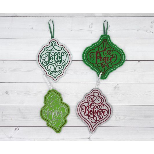 ITH Christmas Ornaments Words 2 | Machine Embroidery Designs by JuJu