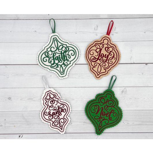 ITH Christmas Ornaments Words 3 | Machine Embroidery Designs by JuJu
