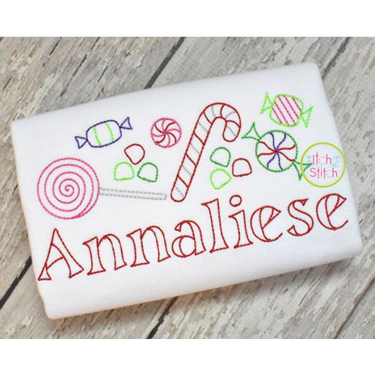 Christmas Candy Border Bean Embroidery | Machine Embroidery Designs by JuJu