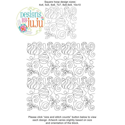 Christmas Decorations End-to-End Quilting | Machine Embroidery Designs by JuJu