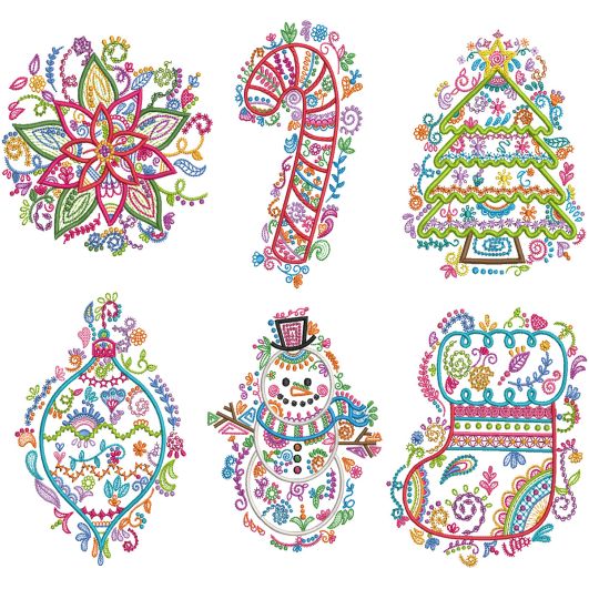 Christmas Doodles Machine Embroidery Designs by JuJu