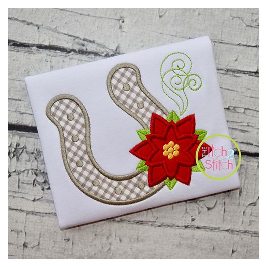 Christmas Horseshoe Applique | Machine Embroidery Designs by JuJu