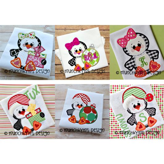 Christmas Penguins | Machine Embroidery Designs by JuJu