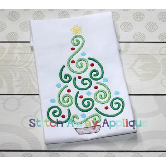 Christmas Swirly Tree | Machine Embroidery Designs by JuJu/ Stitch Away Applique 