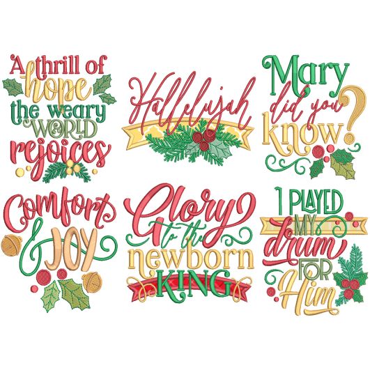 Christmas Word Art 12 Machine Embroidery Designs by JuJu

