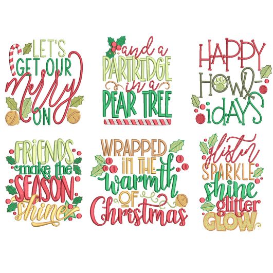 Christmas Word Art 13 Machine Embroidery Designs by JuJu
