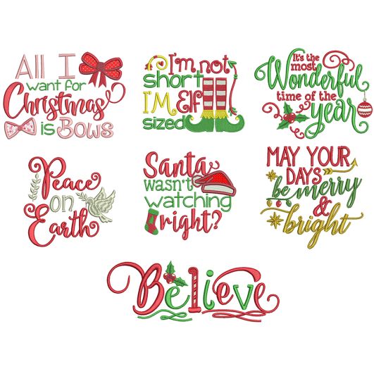 Christmas Word Art Set 2 Machine Embroidery Designs by JuJu
