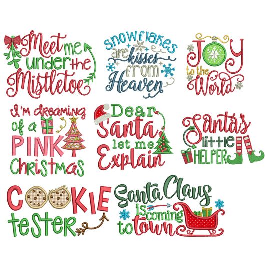 Christmas Word Art Set 3 4x4 hoop only Machine Embroidery Designs by JuJu
