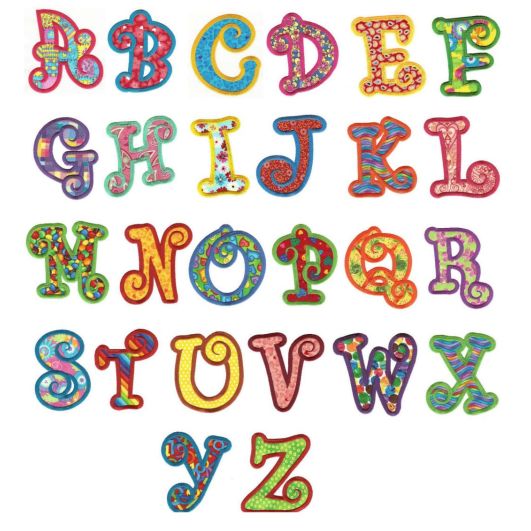 Chunky curlz curly applique machine embroidery monogram alphabet font