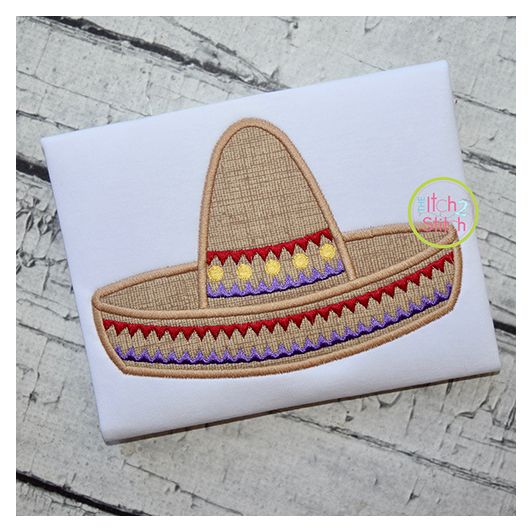 Cinco de Mayo Sombrero Applique | Machine Embroidery Designs by JuJu