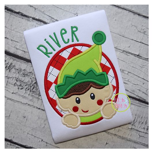 Elf Boy Oval Applique | Machine Embroidery Designs by JuJu