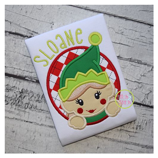 Elf Girl Oval Applique | Machine Embroidery Designs by JuJu