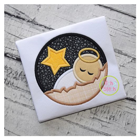 Manger Circle Applique | Machine Embroidery Designs by JuJu