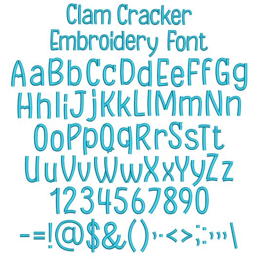 Clam Cracker Embroidery Font | Machine Embroidery Designs by JuJu