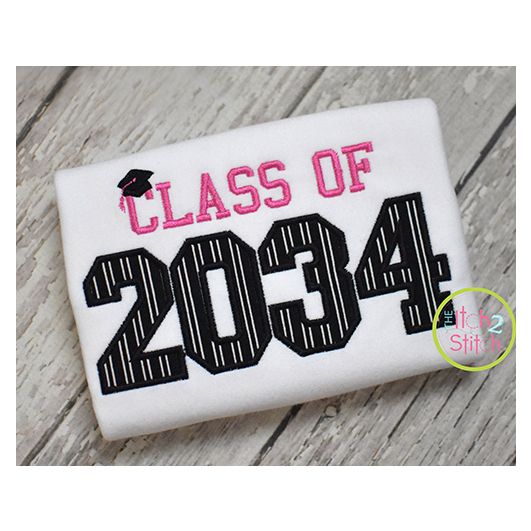 Class of 2034 Applique Design Set | Machine Embroidery Designs by JuJu