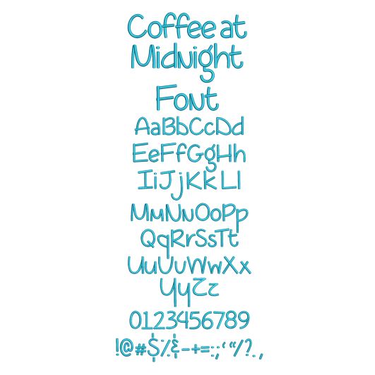 Coffee at Midnight Embroidery Font Machine Embroidery Designs by JuJu