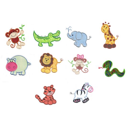 Jungle Safari Animals Applique Machine Embroidery Designs by JuJu 