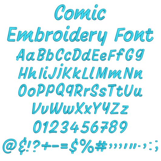 Comic Embroidery Font | Machine Embroidery Designs by JuJu
