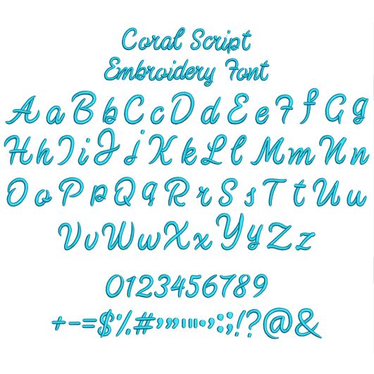Coral Script Embroidery Font | Machine Embroidery Designs by JuJu