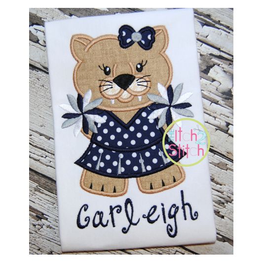 Cougar Cheer Applique | Machine Embroidery Designs by JuJu