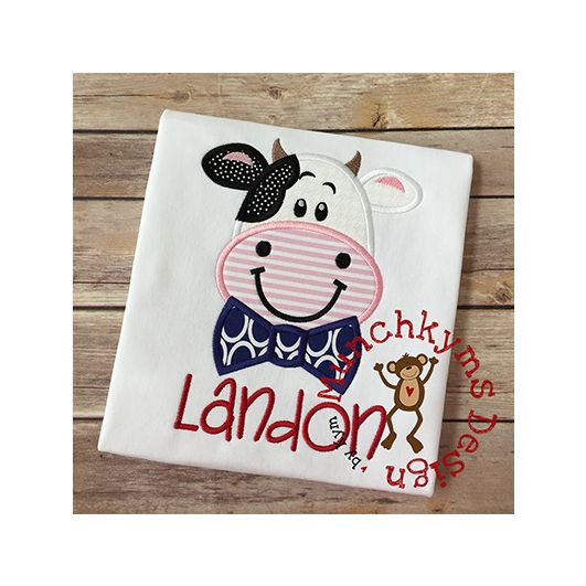 Cow Boy Applique | Machine Embroidery Designs by JuJu