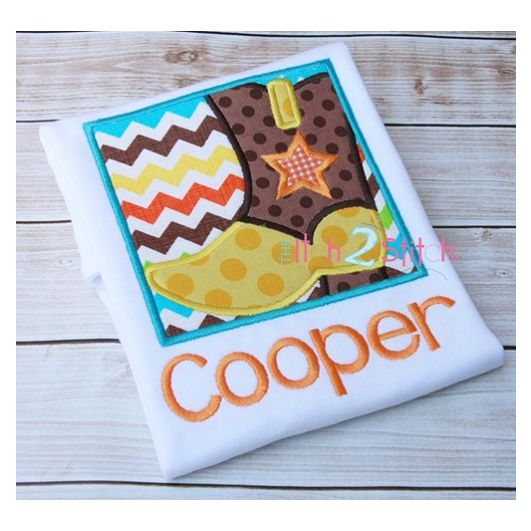 Cowboy Boot Box Applique | Machine Embroidery Designs by JuJu