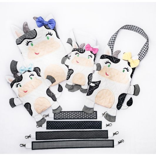 In The Hoop Cow Zipper Bag | Machine Embroidery Designs by JuJu