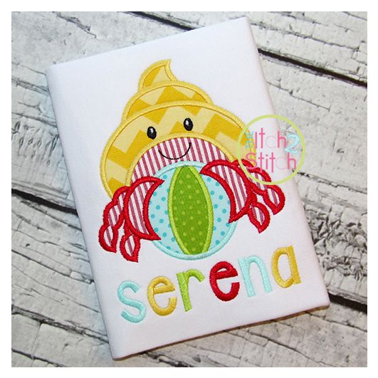 Crab Beach Ball Applique | Machine Embroidery Designs by JuJu