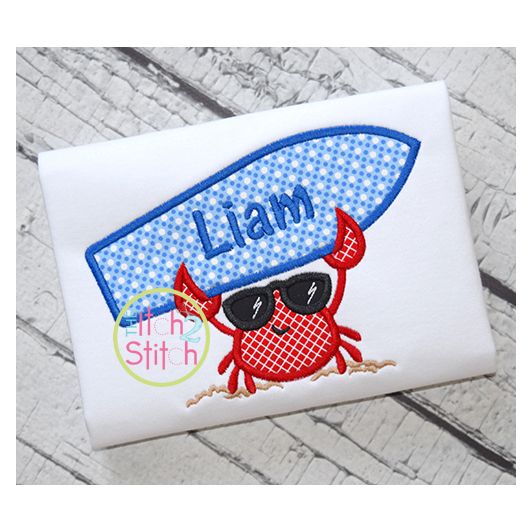 Crab Surf Applique | Machine Embroidery Designs by JuJu