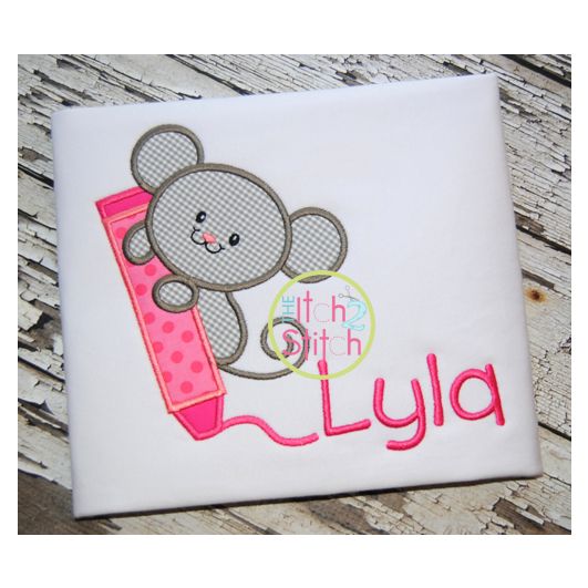 Crayon Mouse Applique | Machine Embroidery Designs by JuJu