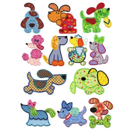 Crazy Dogs Applique Machine Embroidery Designs by JuJu 