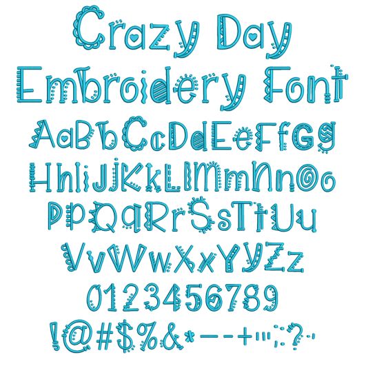 Crazy Day Embroidery Font | Machine Embroidery Designs by JuJu