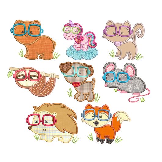 Critters With Glasses Word Art Machine Embroidery Designs By JuJu