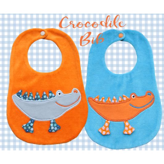 Crocodile Bib | Machine Embroidery Designs by JuJu