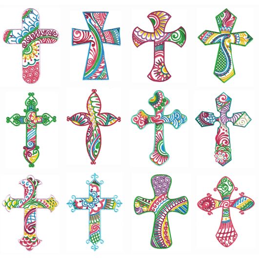 Mehndi Crosses Machine Embroidery Designs by JuJu
