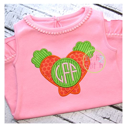 Crossed Carrots Monogram Applique | Machine Embroidery Designs by JuJu