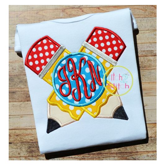Crossed Pencil Monogram Applique | Machine Embroidery Designs by JuJu