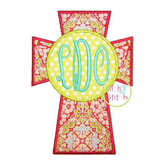 Cross Monogram Applique | Machine Embroidery Designs by JuJu
