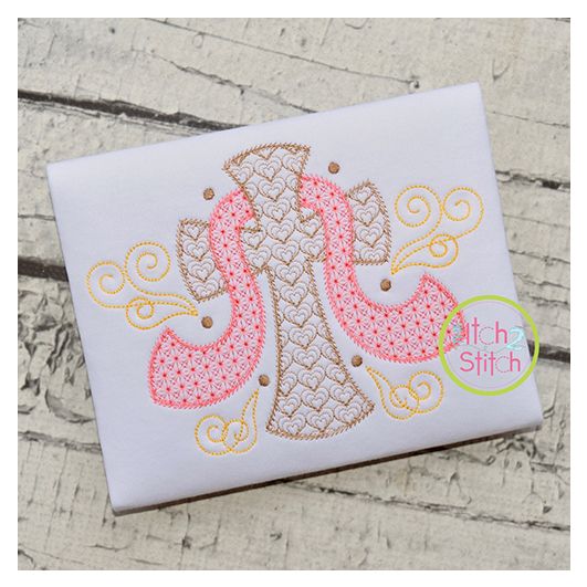 Itch 2 Stitch Cross with Sash Swirls Motif Digital Embroidery Machine Designs by JuJu