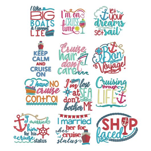 Cruise Lovers Word Art Machine Embroidery Designs by Juju
