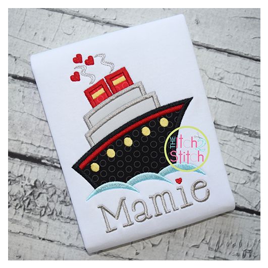 Cruise Ship Applique | Machine Embroidery Designs by JuJu