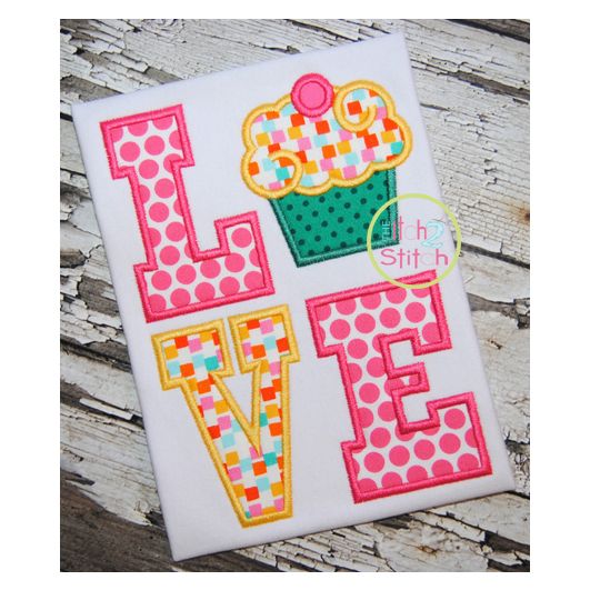 Cupcake LOVE Applique | Machine Embroidery Designs by JuJu