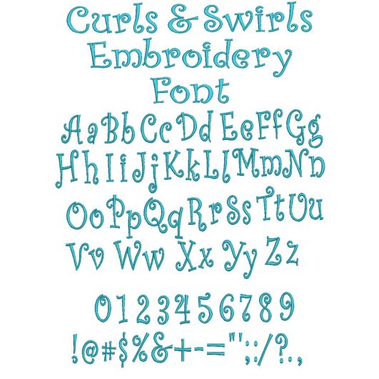 Curls And Swirls Embroidery Font | Machine Embroidery Designs by JuJu