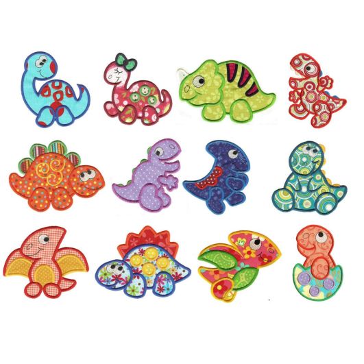 Dino Crossing Applique Machine Embroidery Designs by JuJu 