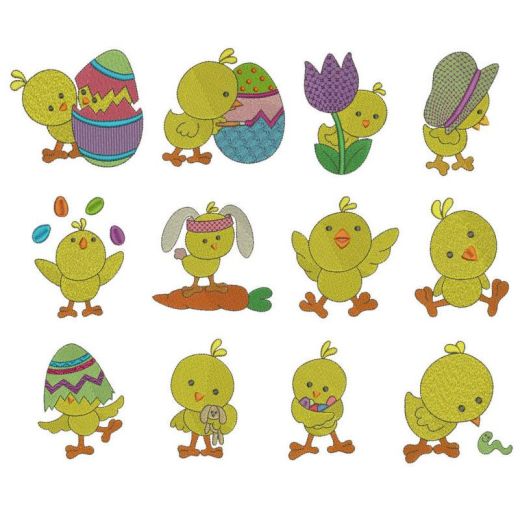 Little Easter Chickies filled Machine Embroidery Designs by JuJu