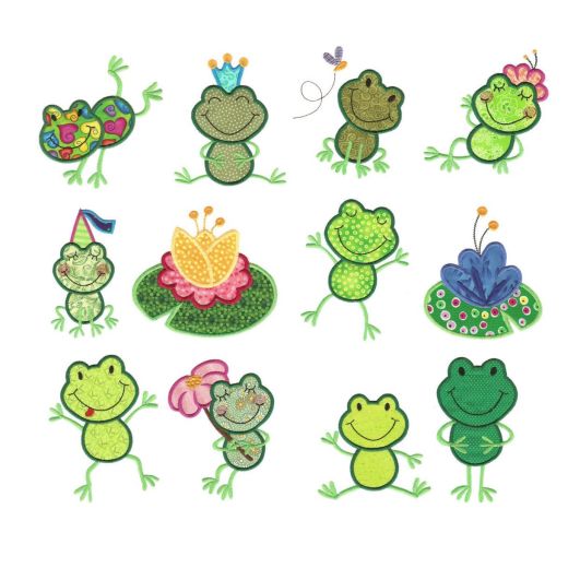 Leapin Lilypads Applique Machine Embroidery Designs by JuJu 