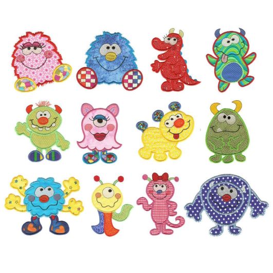 Monster Bash Applique Machine Embroidery Designs by JuJu 