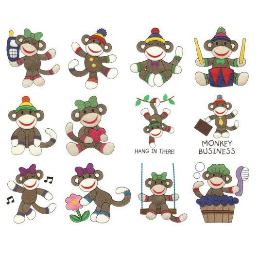 Sock Monkeys Too Filled Machine Embroidery Designs by JuJu