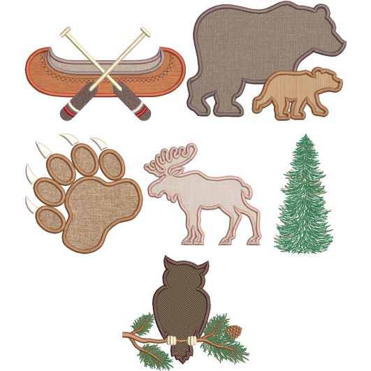 Northwoods Splendor Applique/Sketch Embroidery Set | Machine Embroidery Designs by JuJu