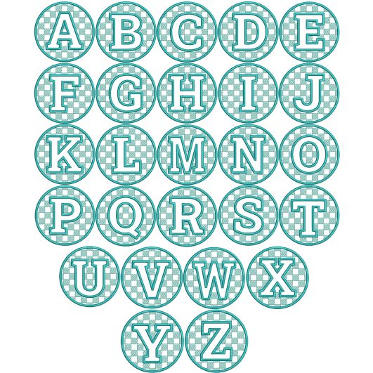 Embossed Checkered Alphabet Embroidery Set | Machine Embroidery Designs by JuJu